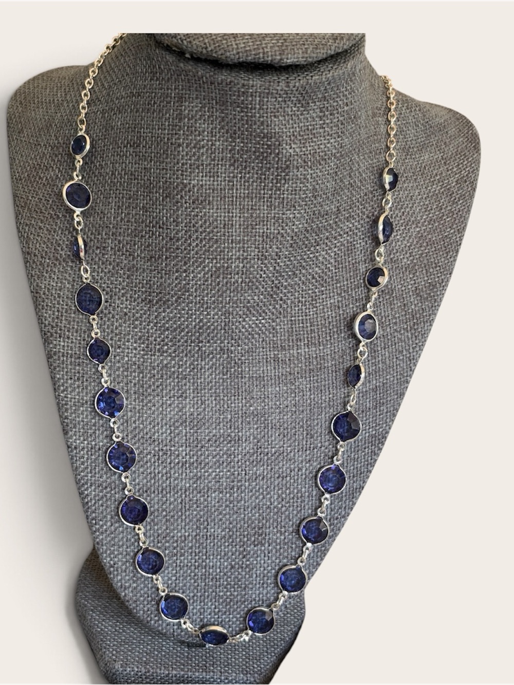 Gloria Vanderbilt Gold-Link Necklace with Deep Blue Stones